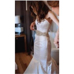Satin mermaid strapless, wedding gown